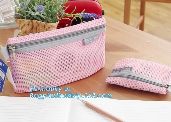 Bolso cosmético de la pluma de la caja de lápiz de las fuentes de escuela del material de los efectos de escritorio del bolso de la caja de lápiz, bolso del lápiz de la lona de la cremallera para los estudiantes