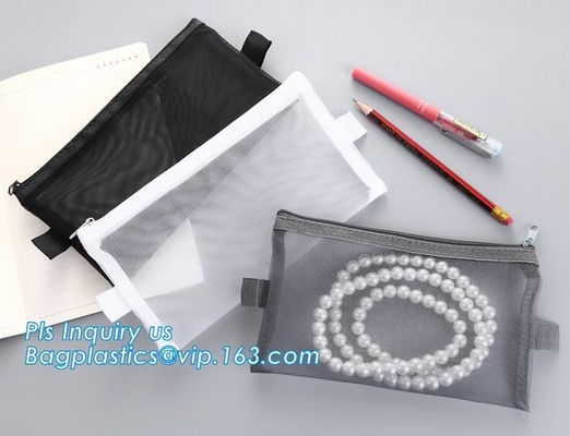 bolso de la carpeta de la pluma para sostener los pequeños efectos de escritorio, bolso plástico del documento de la cremallera de la malla, fichero de documento del cuaderno del estudiante A4/A5/A6 P