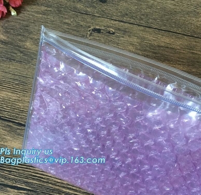 Bolso reutilizable reconectable de la cremallera de la burbuja que embala, bolso de burbuja reutilizable de alta calidad del resbalador que embala, burbuja rosada reutilizada Zippe