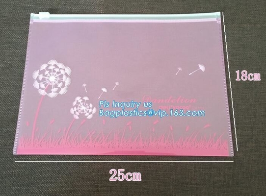 Impresión bolsos de empaquetado del traje de baño claro plástico de la cremallera del resbalador del PVC/de EVA, cremallera de nylon que empaqueta el resbalador impreso de encargo Und