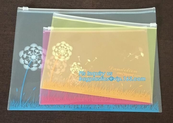 bolso plástico claro impreso coloful de la cremallera de la ejecución del gancho del resbalador del pvc del diseño único, bolso de la cremallera del resbalador con el logotipo de encargo