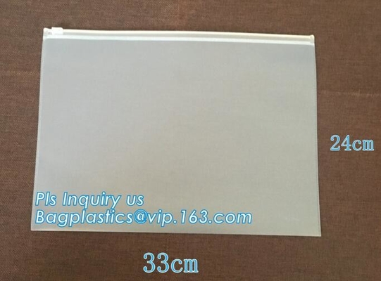 bolso impreso de la cremallera del resbalador/bolso que embala plástico de la cerradura transparente de la cremallera para el fichero, ropa, bufanda/la bolsa de plástico, pvc de la cremallera del resbalador