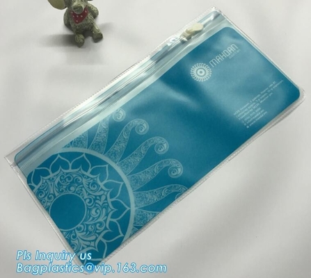 bolso impreso de la cremallera del resbalador/bolso que embala plástico de la cerradura transparente de la cremallera para el fichero, ropa, bufanda/la bolsa de plástico, pvc de la cremallera del resbalador