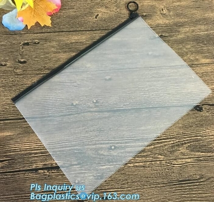 bolso impreso de la cremallera del resbalador/bolso que embala plástico de la cerradura transparente de la cremallera para el fichero, ropa, bufanda/la bolsa de plástico, pvc de la cremallera del resbalador