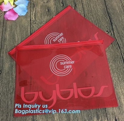 bolso impreso de la cremallera del resbalador/bolso que embala plástico de la cerradura transparente de la cremallera para el fichero, ropa, bufanda/la bolsa de plástico, pvc de la cremallera del resbalador