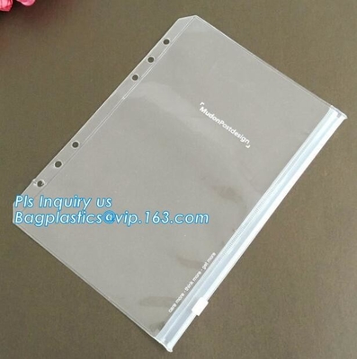 bolso impreso de la cremallera del resbalador/bolso que embala plástico de la cerradura transparente de la cremallera para el fichero, ropa, bufanda/la bolsa de plástico, pvc de la cremallera del resbalador