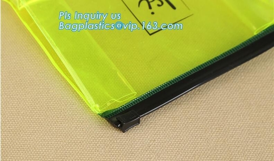 Bolso de empaquetado de la cremallera del resbalador de la bolsa de la carpeta del PVC del bolso de la pluma cosmética clara plástica del lápiz, bolso del resbalador de la cremallera del ldpe del uso del almacenamiento