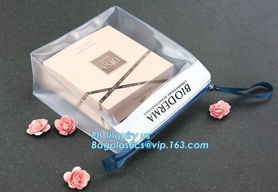 el bolso de la cremallera del pvc de los bolsos de k para el embalaje cosmético, bolso elegante heló el bolso de la cremallera del resbalador para la microfibra, bolso del bikini, plas del pvc