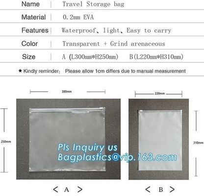 la bolsa de plástico con la cerradura de la cremallera para el cosmético, la bolsa de poliéster de la cerradura de la diapositiva, levantándose el bolso modificado para requisitos particulares cremallera del pvc del color para los cosméticos