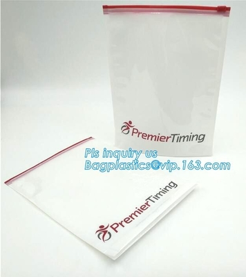 bolso de encargo de la cremallera del logotipo del resbalador transparente claro Ninguno-tóxico del pvc, bolso con el portatraje plástico agradable del resbalador, cremallera del resbalador