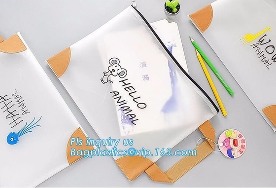 bolso de encargo de la cremallera del logotipo del resbalador transparente claro Ninguno-tóxico del pvc, bolso con el portatraje plástico agradable del resbalador, cremallera del resbalador