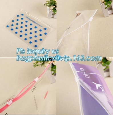 Cepillos de encargo del maquillaje de la cremallera del resbalador de EVA del logotipo que embalan el bolso, la bolsa de plástico de /writable del bolso de la cremallera del resbalador con la cremallera, resbalador