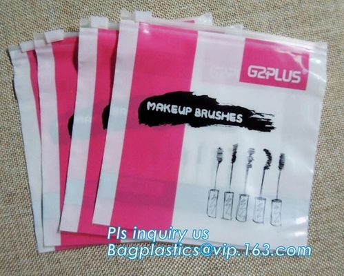 Cepillos de encargo del maquillaje de la cremallera del resbalador de EVA del logotipo que embalan el bolso, la bolsa de plástico de /writable del bolso de la cremallera del resbalador con la cremallera, resbalador
