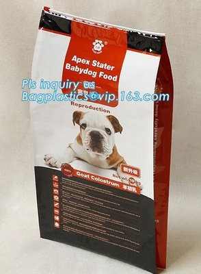 acondicionamiento de los alimentos plástico inferior plano de perro del bolso del alimento para animales del patio 5kg del sello de la bolsa de la cremallera grande del resbalador, perro casero f de la cremallera del resbalador 8kg