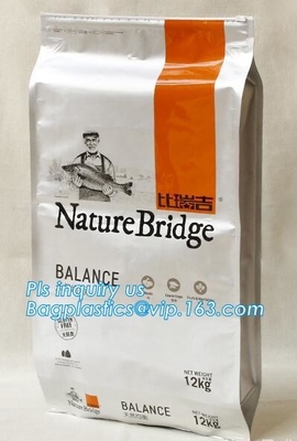 acondicionamiento de los alimentos plástico inferior plano de perro del bolso del alimento para animales del patio 5kg del sello de la bolsa de la cremallera grande del resbalador, perro casero f de la cremallera del resbalador 8kg