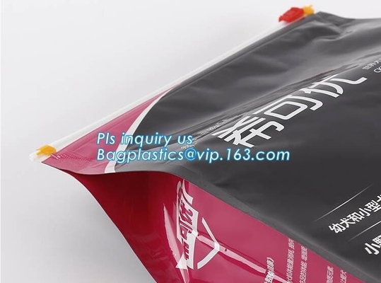La hoja del escudete del lado de la cremallera del resbalador alineó el bolso de la comida de perro casero, SE plástico del patio del papel de aluminio del bolso del alimento para animales de la cremallera del resbalador del alimento para animales