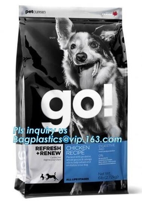 La hoja del animal doméstico de la cremallera del resbalador alineó la bolsa de plástico de ebullición del paquete de los snacks del OEM, plástico inferior plano laminado hoja del escudete lateral