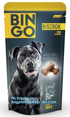 la bolsa de plástico de la cremallera del acondicionamiento de los alimentos de perro casero del escudete del lado del papel de aluminio, bolsa de papel del acondicionamiento de los alimentos de perro casero, bolsos del alimento para animales