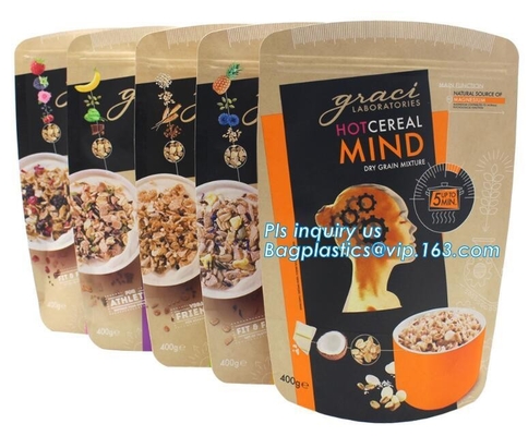 bolso inferior plano del alimento para animales de la cremallera del resbalador, bolsa grande del sello del patio 5kg, acondicionamiento de los alimentos que se puede volver a sellar de calidad superior inferior plano de perro