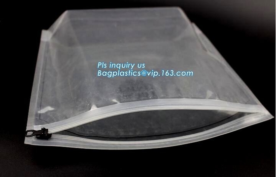 bolso de empaquetado de la cremallera del resbalador del metal, bolso claro del PVC k del vinilo de la bolsa del PVC de la cremallera del resbalador, plas materiales del cloruro de polivinilo