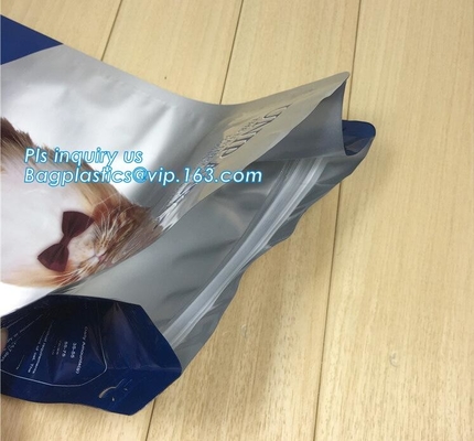 bolsa grande de la caja de sello del patio 5kg con el bolso de la cremallera del resbalador para el embalaje del alimento para animales de perro, soporte encima del bolso de empaquetado de la alimentación de la comida de perro con