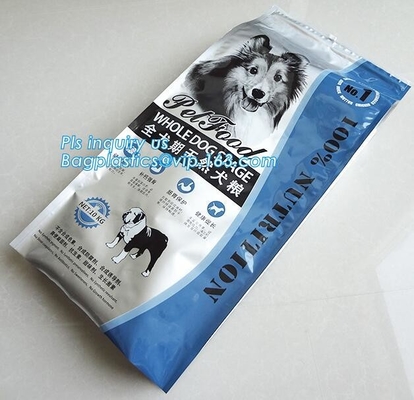 bolso inferior plano del alimento para animales de la cremallera del resbalador, bolsa grande del sello del patio 5kg, acondicionamiento de los alimentos plástico de perro, animal doméstico grande del resbalador k