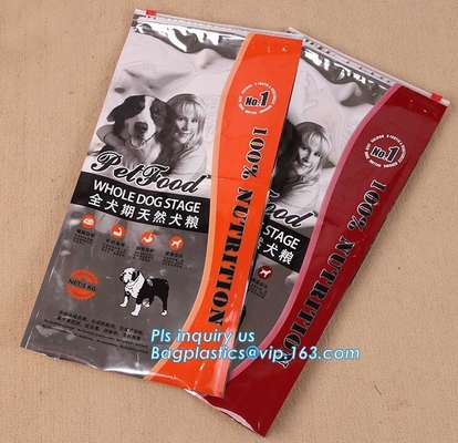 Ocho bolsos de la comida de perro del resbalador del animal doméstico del borde-lacre limpian el papel de aluminio con la aspiradora de la impresión en color del bolso, diapositiva impresa de encargo de 2.5kg 5kg 10kg