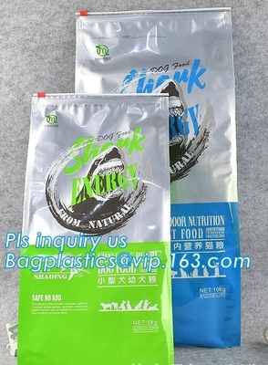 resbalador lateral del escudete bolso con la cremallera del resbalador, bolso del alimento para animales de 15 kilogramos del acondicionamiento de los alimentos de perro con el sello del resbalador, empaquetado de la invitación del perro supl.