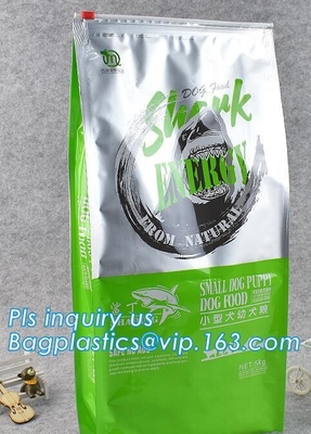 resbalador lateral del escudete bolso con la cremallera del resbalador, bolso del alimento para animales de 15 kilogramos del acondicionamiento de los alimentos de perro con el sello del resbalador, empaquetado de la invitación del perro supl.