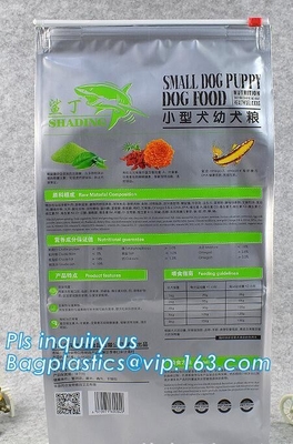 resbalador lateral del escudete bolso con la cremallera del resbalador, bolso del alimento para animales de 15 kilogramos del acondicionamiento de los alimentos de perro con el sello del resbalador, empaquetado de la invitación del perro supl.