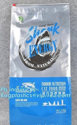 resbalador lateral del escudete bolso con la cremallera del resbalador, bolso del alimento para animales de 15 kilogramos del acondicionamiento de los alimentos de perro con el sello del resbalador, empaquetado de la invitación del perro supl.
