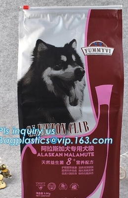 resbalador lateral del escudete bolso con la cremallera del resbalador, bolso del alimento para animales de 15 kilogramos del acondicionamiento de los alimentos de perro con el sello del resbalador, empaquetado de la invitación del perro supl.