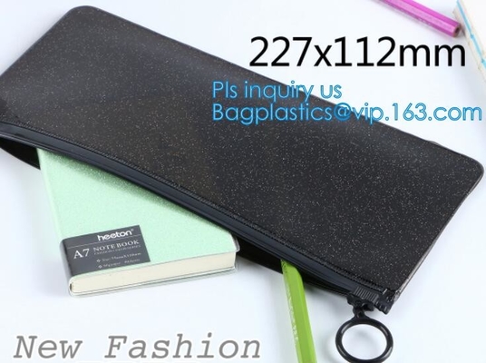 bolso de la cerradura de la cremallera del negro de la cerradura de la cremallera del resbalador, OEM cosmético del bolso, de la cremallera y del resbalador del PVC de la cremallera de la bolsa del viaje del maquillaje de nylon del artículo de tocador o