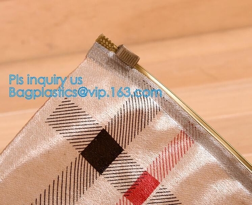 El resbalador claro del bolso del embalaje del lápiz del PVC del bolso de la cremallera del lápiz que embala, bolso de la cremallera del resbalador del PVC para compensa el laser olográfico