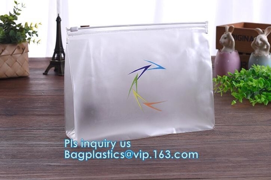 Bolso profesional de la cremallera del pvc del bolso del resbalador del vinilo de la cremallera de la tela, ropa que empaqueta el bolso de la cremallera del resbalador del pvc, bolso de la cremallera del resbalador