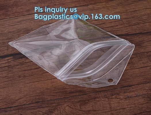 bolso que nada de la cremallera del resbalador del documento plástico claro promocional del pvc, agua cosmética del plástico del caso del maquillaje del bolso del escudete del resbalador