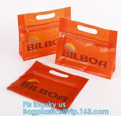 bolso plástico de la cremallera de la malla del pvc a3/a4/a5 del vinilo, la bolsa de plástico plana de la cremallera respetuosa del medio ambiente del resbalador para el documento o traje de baño, zi