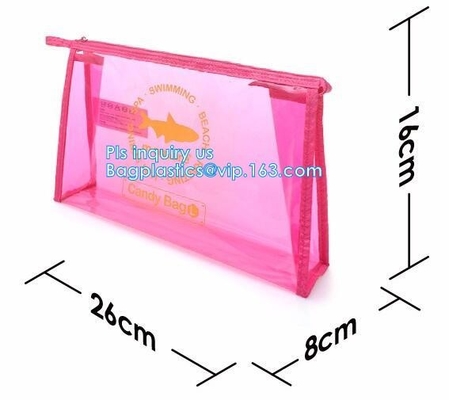 bolso plástico de la cremallera de la malla del pvc a3/a4/a5 del vinilo, la bolsa de plástico plana de la cremallera respetuosa del medio ambiente del resbalador para el documento o traje de baño, zi
