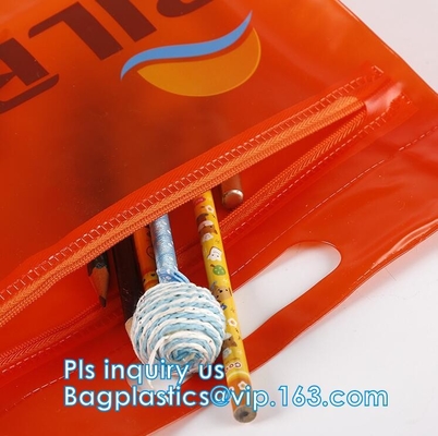 bolso plástico de la cremallera de la malla del pvc a3/a4/a5 del vinilo, la bolsa de plástico plana de la cremallera respetuosa del medio ambiente del resbalador para el documento o traje de baño, zi