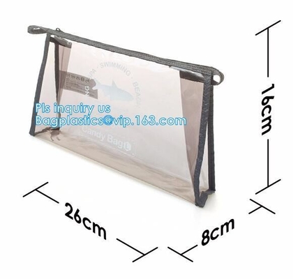 bolso plástico de la cremallera de la malla del pvc a3/a4/a5 del vinilo, la bolsa de plástico plana de la cremallera respetuosa del medio ambiente del resbalador para el documento o traje de baño, zi