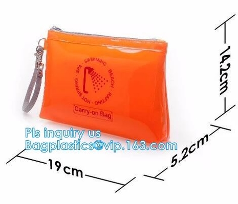 los bolsos del resbalador del apretón, se levantan la bolsa cosmética con el cierre de la cremallera del resbalador, PVC SOLDARON EL BOLSO en caliente CON LA CREMALLERA del RESBALADOR