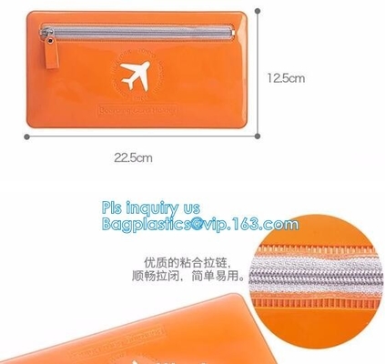Bolsos autoadhesivos plásticos transparentes de encargo, vinly packag de los efectos de escritorio de la bolsa de plástico de los calcetines del bolso del bolso de la cremallera del PVC de la cremallera del resbalador