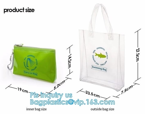 Bolsos autoadhesivos plásticos transparentes de encargo, vinly packag de los efectos de escritorio de la bolsa de plástico de los calcetines del bolso del bolso de la cremallera del PVC de la cremallera del resbalador