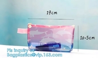 El bolso olográfico del holograma de la película del vinilo con la cremallera del resbalador, cosméticos olográficos del Pvc empaqueta, bolso de la cremallera/los wi plásticos del bolso de la cremallera de Eva