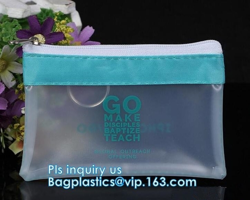 El bolso de empaquetado mojado del traje de baño claro del PVC del envase de plástico del bikini con la cremallera, se levanta el bolso del resbalador k para el bik de la ropa interior