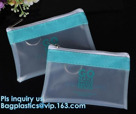 El bolso de empaquetado mojado del traje de baño claro del PVC del envase de plástico del bikini con la cremallera, se levanta el bolso del resbalador k para el bik de la ropa interior