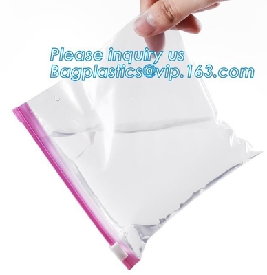Bolso plástico transparente del almacenamiento de la prenda impermeable k del LDPE de la aduana del congelador del resbalador, agua POLIVINÍLICA del plástico transparente PE de la cremallera del resbalador