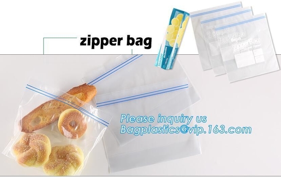 Bolso plástico transparente del almacenamiento de la prenda impermeable k del LDPE de la aduana del congelador del resbalador, agua POLIVINÍLICA del plástico transparente PE de la cremallera del resbalador