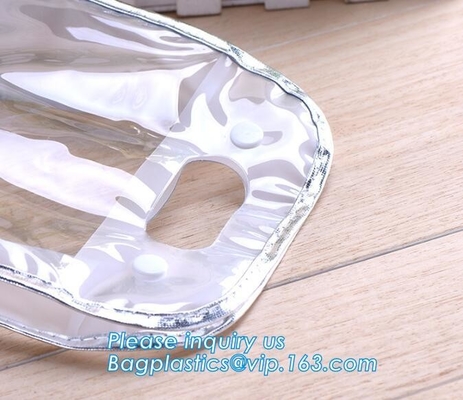 Cosméticos que empaquetan bolsos con el cierre en la parte superior del resbalador, bolso de empaquetado del pvc del vinilo con la cremallera del resbalador, cremallera clara promocional del vinilo