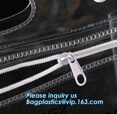 Poliéster con el bolsillo material del maquillaje del resbalador de la cremallera de la parte inferior del PVC, bolso cosmético del pvc del viaje amistoso del viaje, inodoro no tóxico